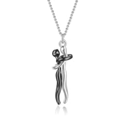image-S925 Sterling Silver Couple Hug Pendant Necklace