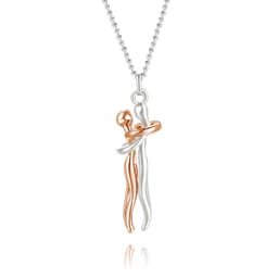 image-S925 Sterling Silver Couple Hug Pendant Necklace
