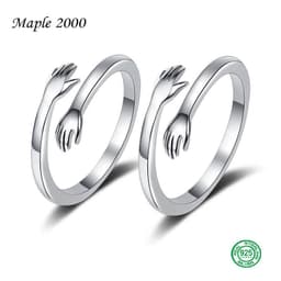 image-S925 Sterling Silver Couple Hug Pendant Necklace
