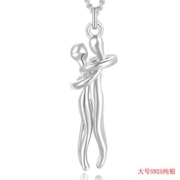 image-S925 Sterling Silver Couple Hug Pendant Necklace