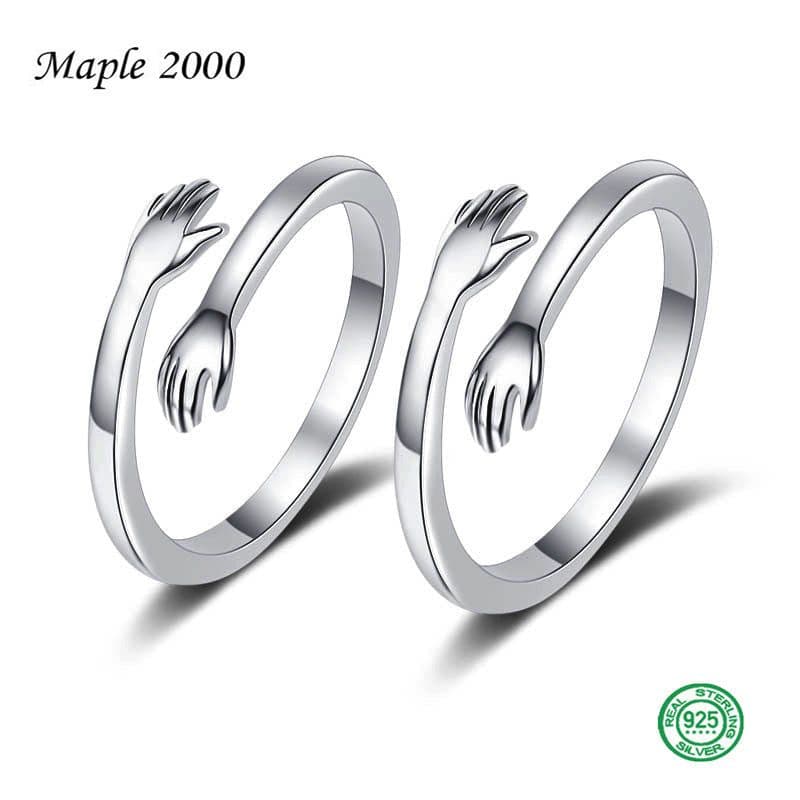 image-S925 Sterling Silver Couple Hug Pendant Necklace