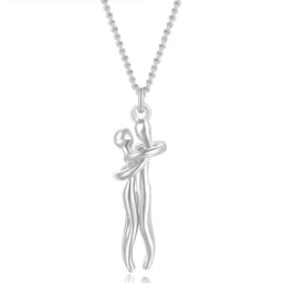 image-S925 Sterling Silver Couple Hug Pendant Necklace