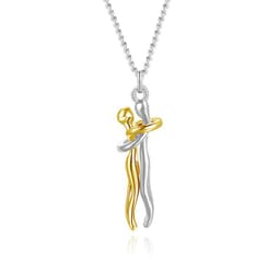 image-S925 Sterling Silver Couple Hug Pendant Necklace
