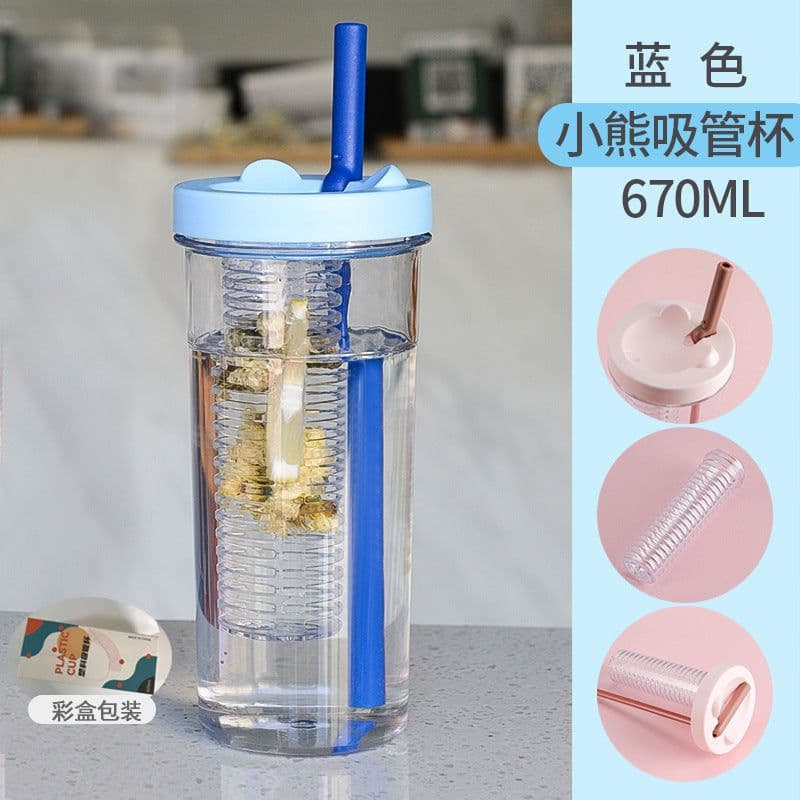 image-TinoMicro Plastic Straw Water Bottle 800ML Large Capacity