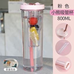 image-TinoMicro Plastic Straw Water Bottle 800ML Large Capacity