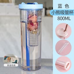 image-TinoMicro Plastic Straw Water Bottle 800ML Large Capacity