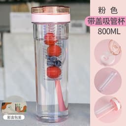 image-TinoMicro Plastic Straw Water Bottle 800ML Large Capacity