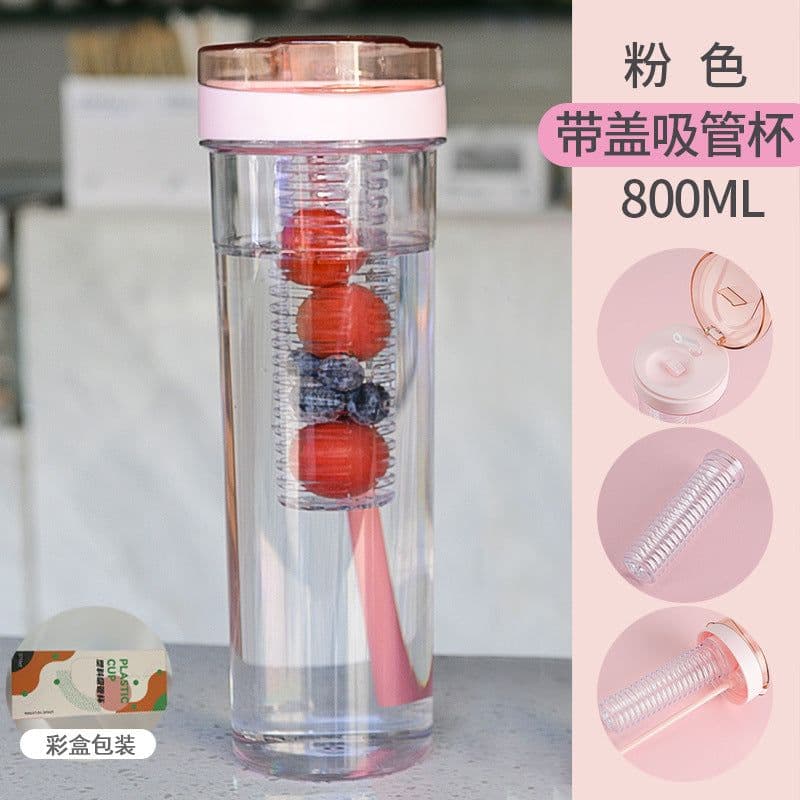 image-TinoMicro Plastic Straw Water Bottle 800ML Large Capacity