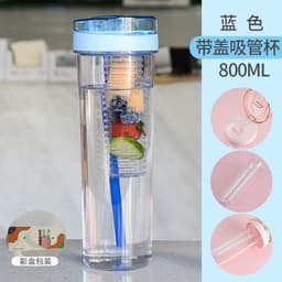 image-TinoMicro Plastic Straw Water Bottle 800ML Large Capacity