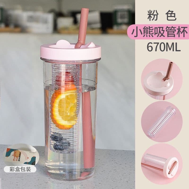 image-TinoMicro Plastic Straw Water Bottle 800ML Large Capacity