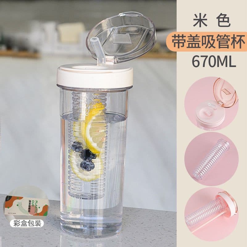 image-TinoMicro Plastic Straw Water Bottle 800ML Large Capacity