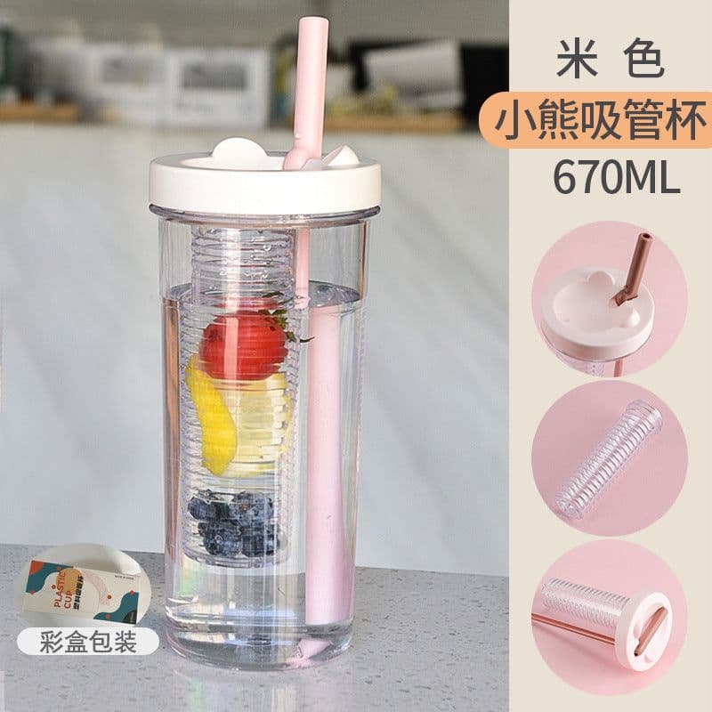 image-TinoMicro Plastic Straw Water Bottle 800ML Large Capacity