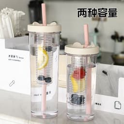 image-TinoMicro Plastic Straw Water Bottle 800ML Large Capacity