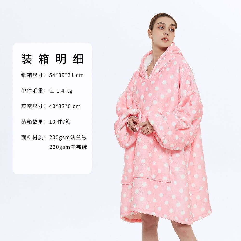 image-Hooded Fleece Blanket Sweatshirt Double Layer Pullover