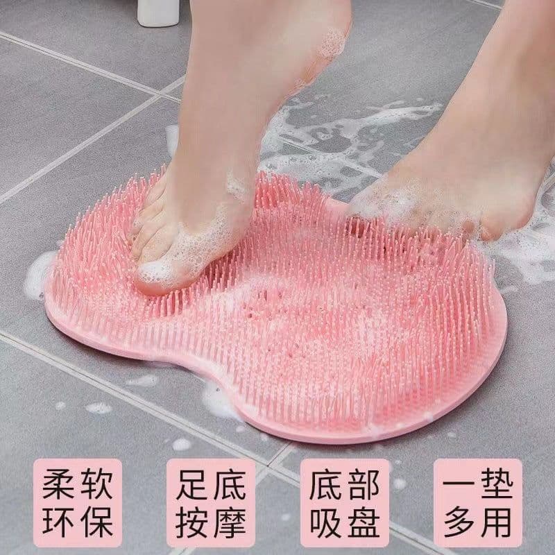 image-Silicone Bath Brush Massage Mat with Suction Cup Non-Slip Pad