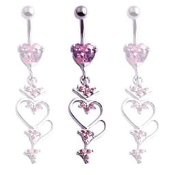 image-Peach Heart Navel Ring Double Love Belly Button Piercing