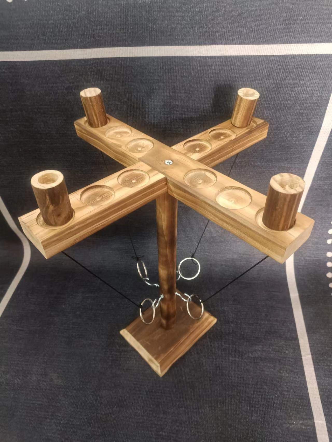 image-Wooden Ring Toss Game Desktop Hook Ferrule