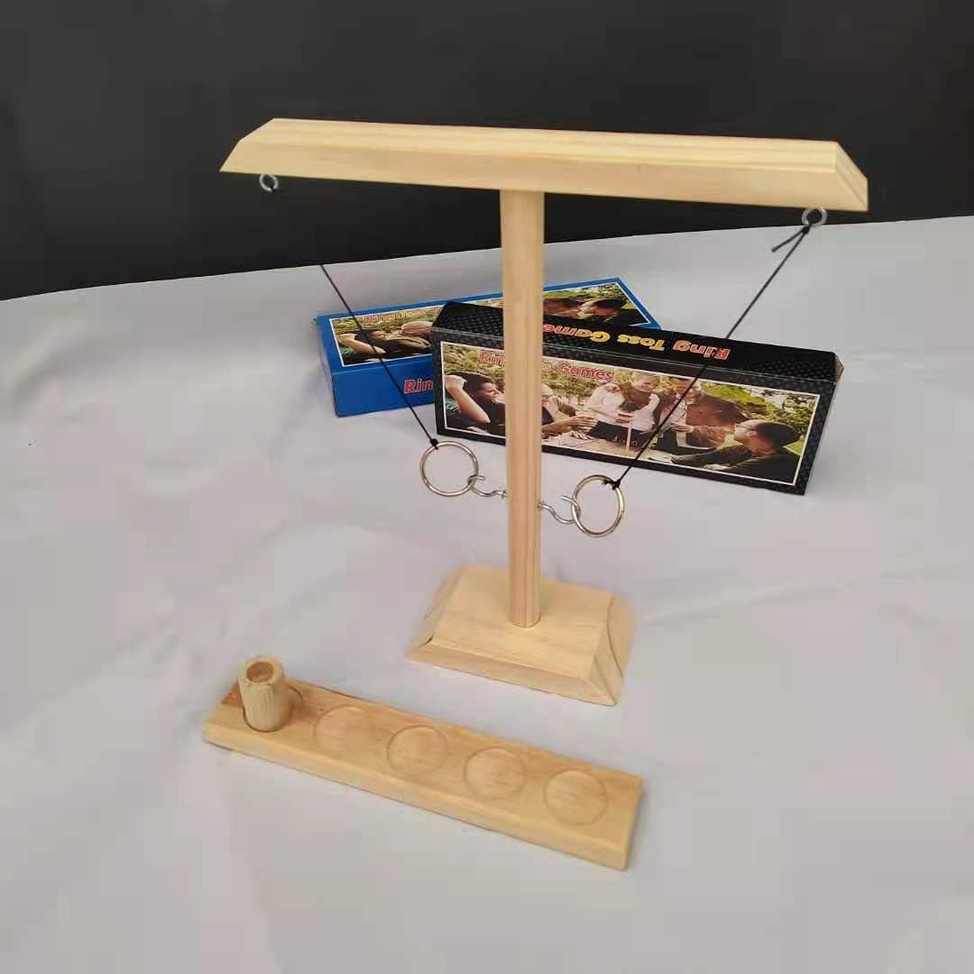image-Wooden Ring Toss Game Desktop Hook Ferrule
