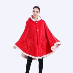 image-Fleece Blanket Shawl with Sleeves for Sofa and TV