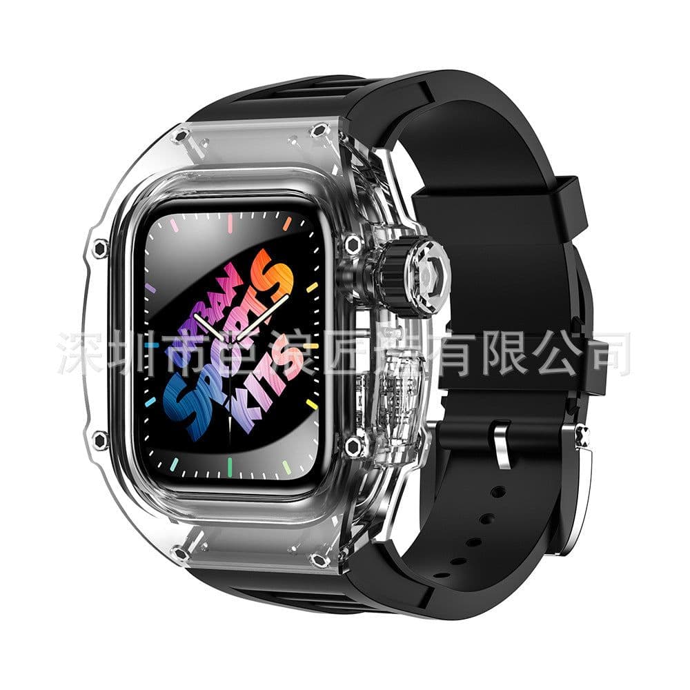image-JERALAND Apple Watch Case with Transparent Strap 44/45MM
