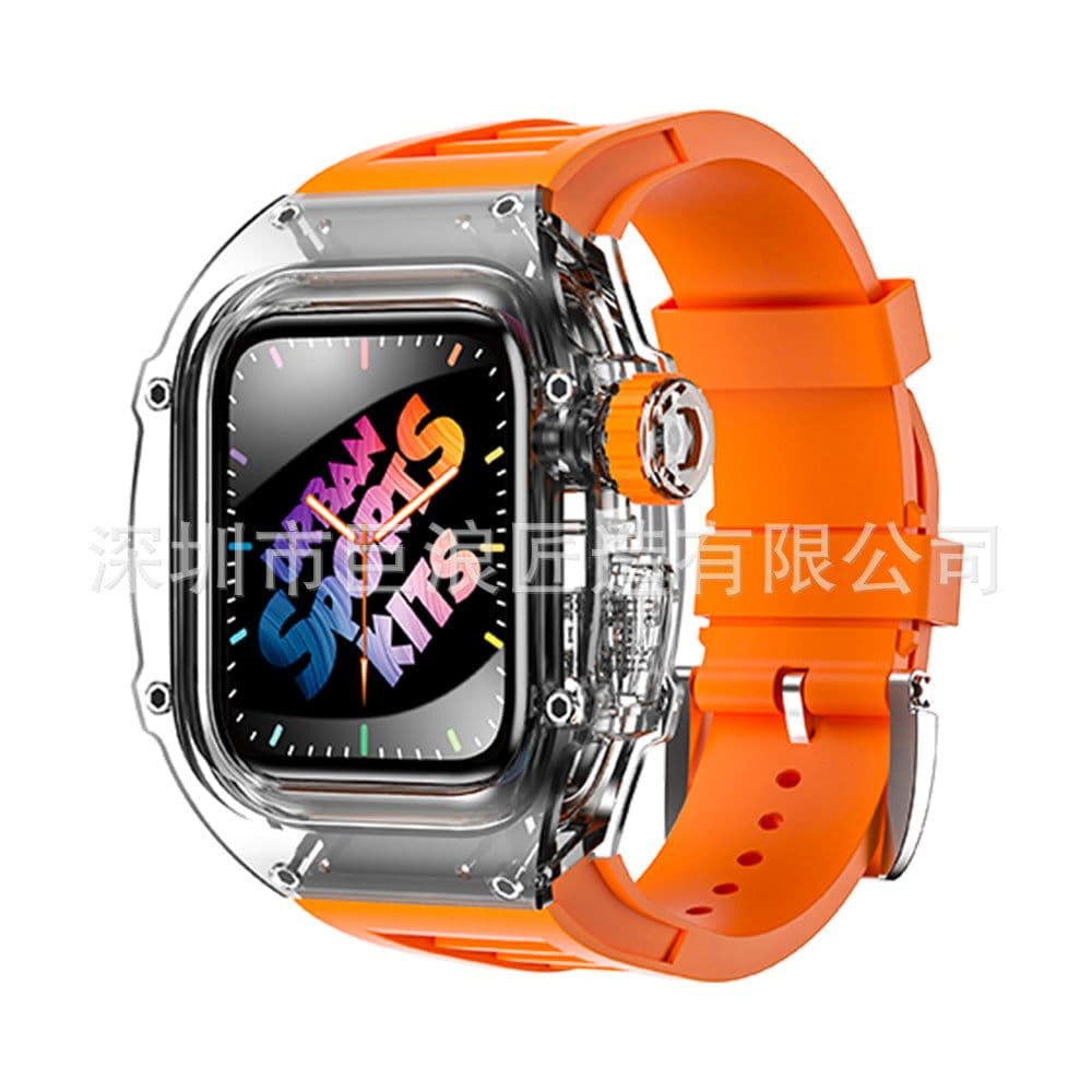image-JERALAND Apple Watch Case with Transparent Strap 44/45MM