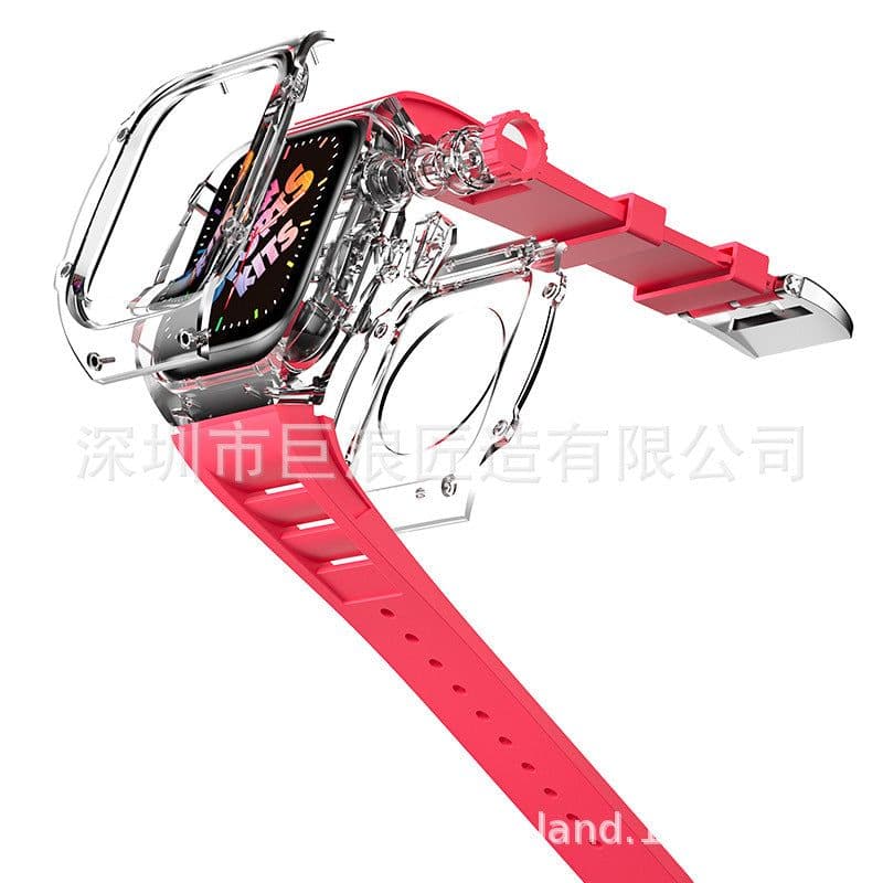 image-JERALAND Apple Watch Case with Transparent Strap 44/45MM
