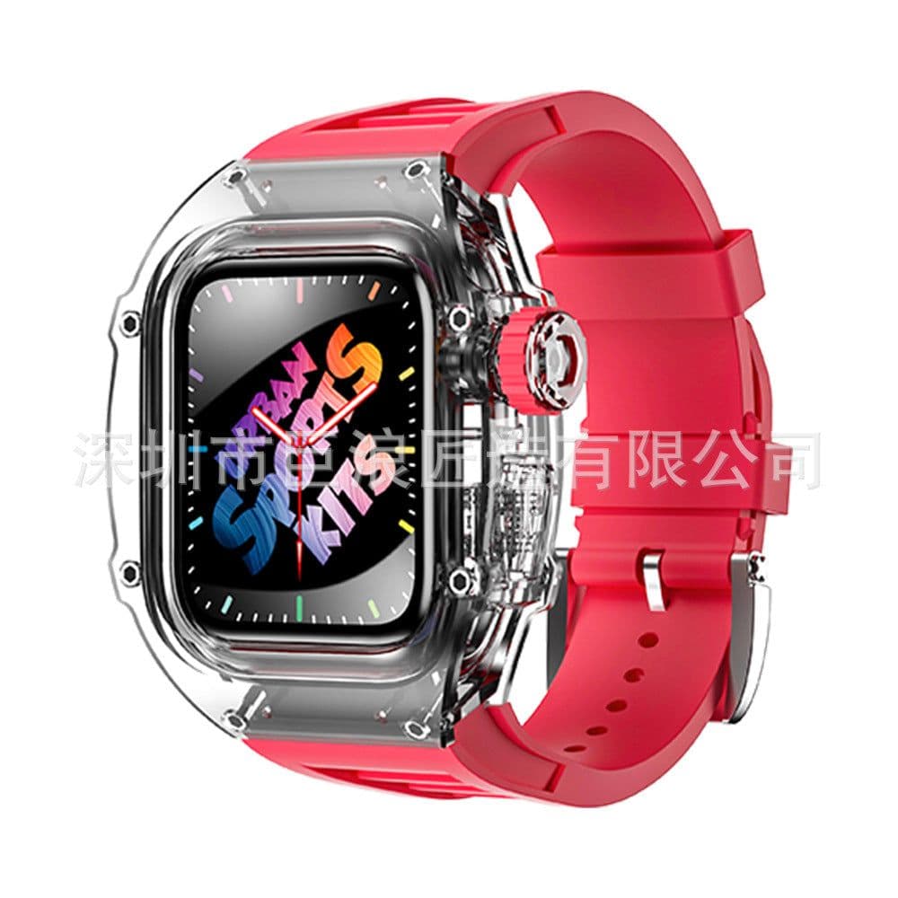image-JERALAND Apple Watch Case with Transparent Strap 44/45MM