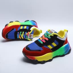 image-Women's Casual Sports Shoes Mid Heel Color Block Lace Up Sneakers