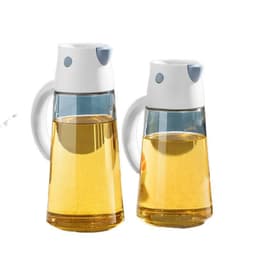 image-Hulk Glass Oil Dispenser with Lid - Automatic Opening Kitchen Bottle