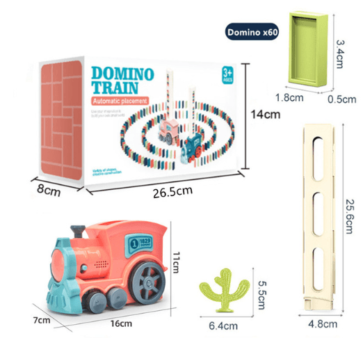 image-Domino Train Set with 100 Pieces and Storage Box