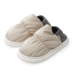 image-Youtune Women's Cotton Slippers Waterproof PU Leather Winter Warm