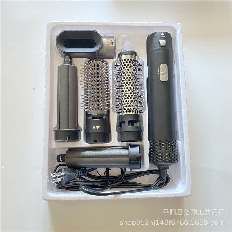 image-5-in-1 Hot Air Brush Curling Iron Hair Dryer Styling Comb
