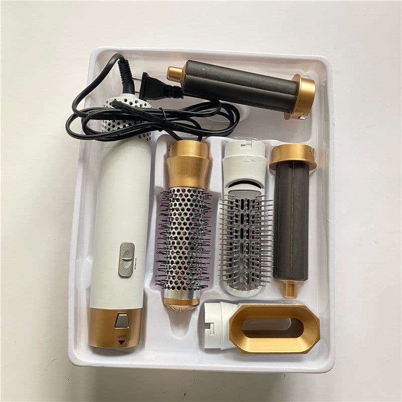 image-5-in-1 Hot Air Brush Curling Iron Hair Dryer Styling Comb