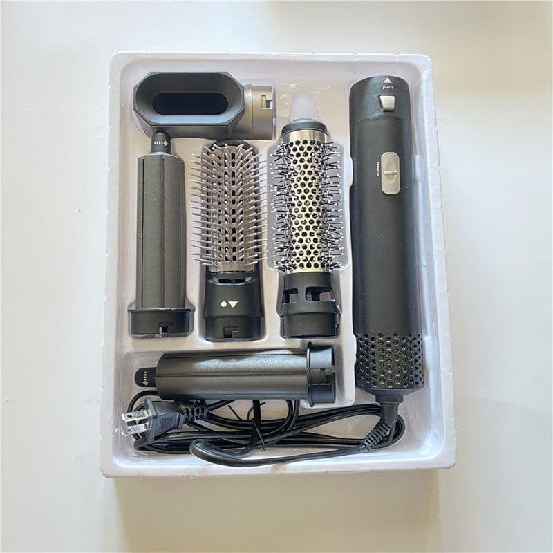image-5-in-1 Hot Air Brush Curling Iron Hair Dryer Styling Comb