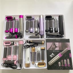 image-5-in-1 Hot Air Brush Curling Iron Hair Dryer Styling Comb