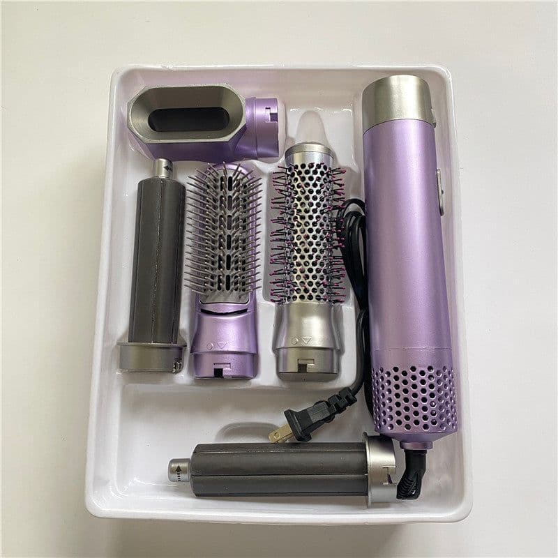 image-5-in-1 Hot Air Brush Curling Iron Hair Dryer Styling Comb
