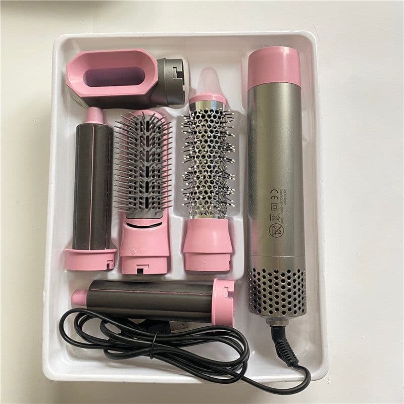 image-5-in-1 Hot Air Brush Curling Iron Hair Dryer Styling Comb