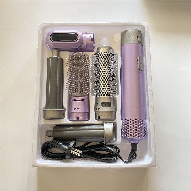 image-5-in-1 Hot Air Brush Curling Iron Hair Dryer Styling Comb