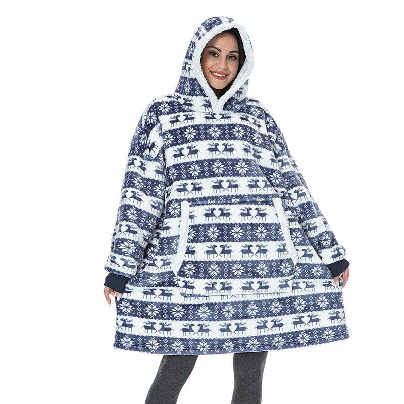 image-Women's Flannel Hooded Nightgown Unicorn Tiger Print Pajama