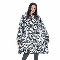 image-Women's Flannel Hooded Nightgown Unicorn Tiger Print Pajama