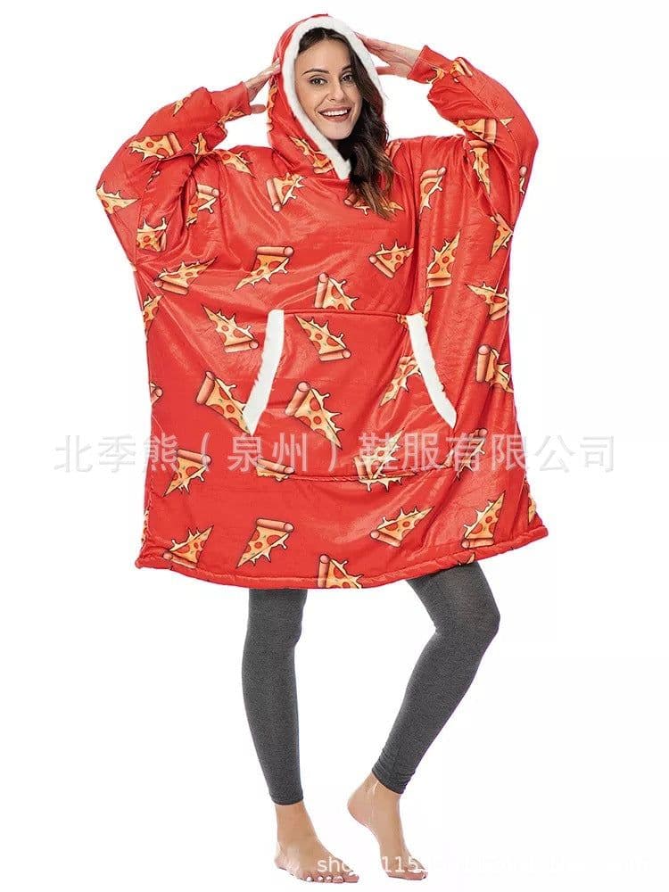 image-Women's Flannel Hooded Nightgown Unicorn Tiger Print Pajama