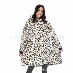 image-Women's Flannel Hooded Nightgown Unicorn Tiger Print Pajama