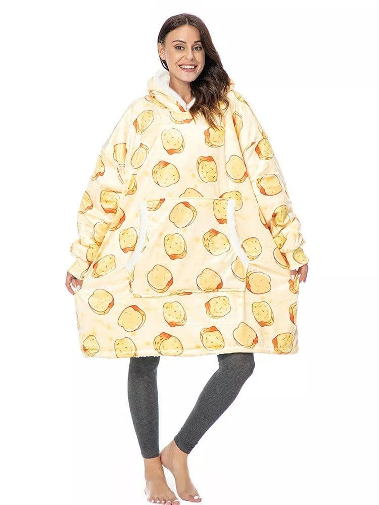 image-Women's Flannel Hooded Nightgown Unicorn Tiger Print Pajama