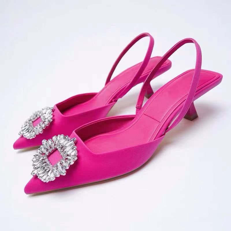 image-Women's Pointed Toe Stiletto Mules High Heel Sandals Size 35-43