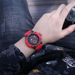 image-MEGIR Men's Sports Quartz Watch Waterproof Silicone Strap