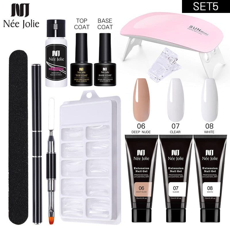 image-NeeJolie Nail Extension Gel Kit 15-Piece Set Paper-Free