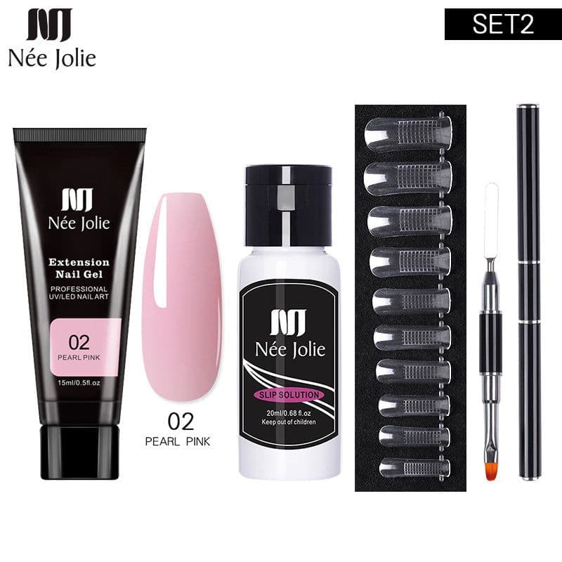 image-NeeJolie Nail Extension Gel Kit 15-Piece Set Paper-Free