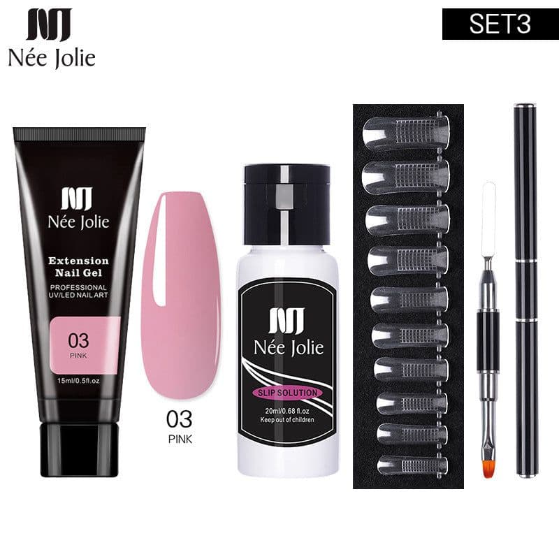 image-NeeJolie Nail Extension Gel Kit 15-Piece Set Paper-Free