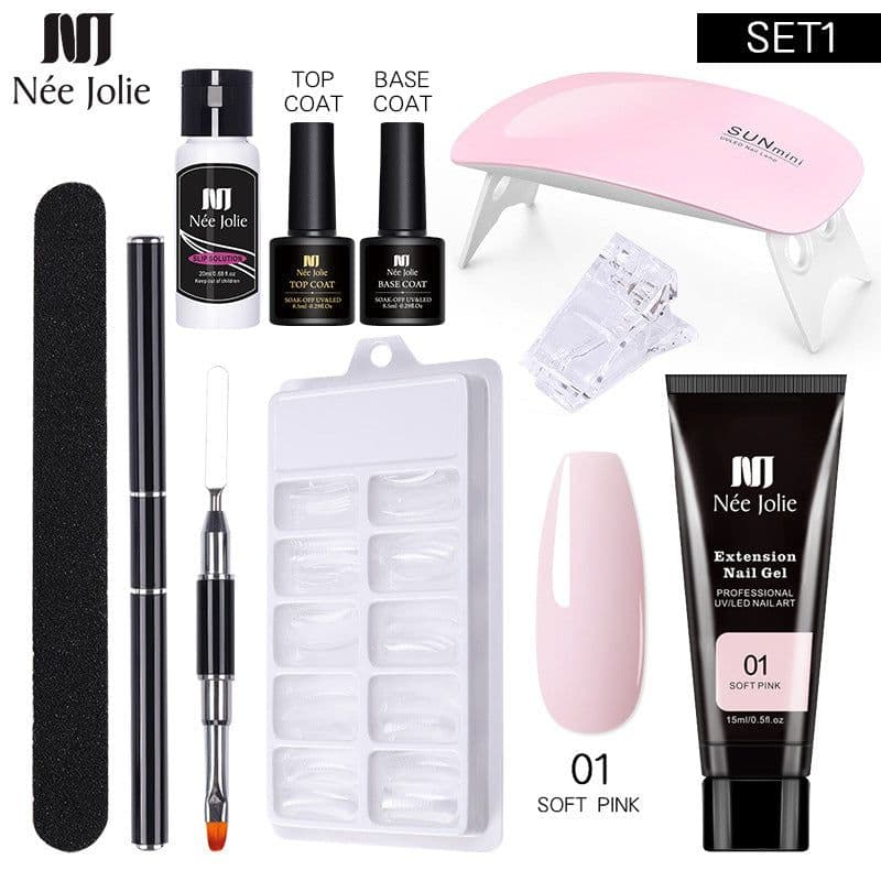 image-NeeJolie Nail Extension Gel Kit 15-Piece Set Paper-Free