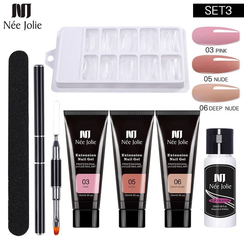 image-NeeJolie Nail Extension Gel Kit 15-Piece Set Paper-Free